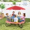 Costway Kids Picnic Table Outdoor Activity Table with Adjustable & Collapsible Umbrella Blue/White/Brown